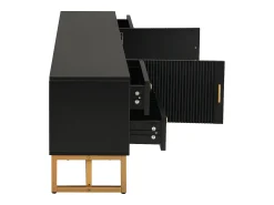 Online Hauss Spole Suporte para TV com 2 portas e 4 gavetas - Pés em metal dourado - Preto