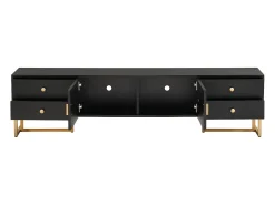 Online Hauss Spole Suporte para TV com 2 portas e 4 gavetas - Pés em metal dourado - Preto