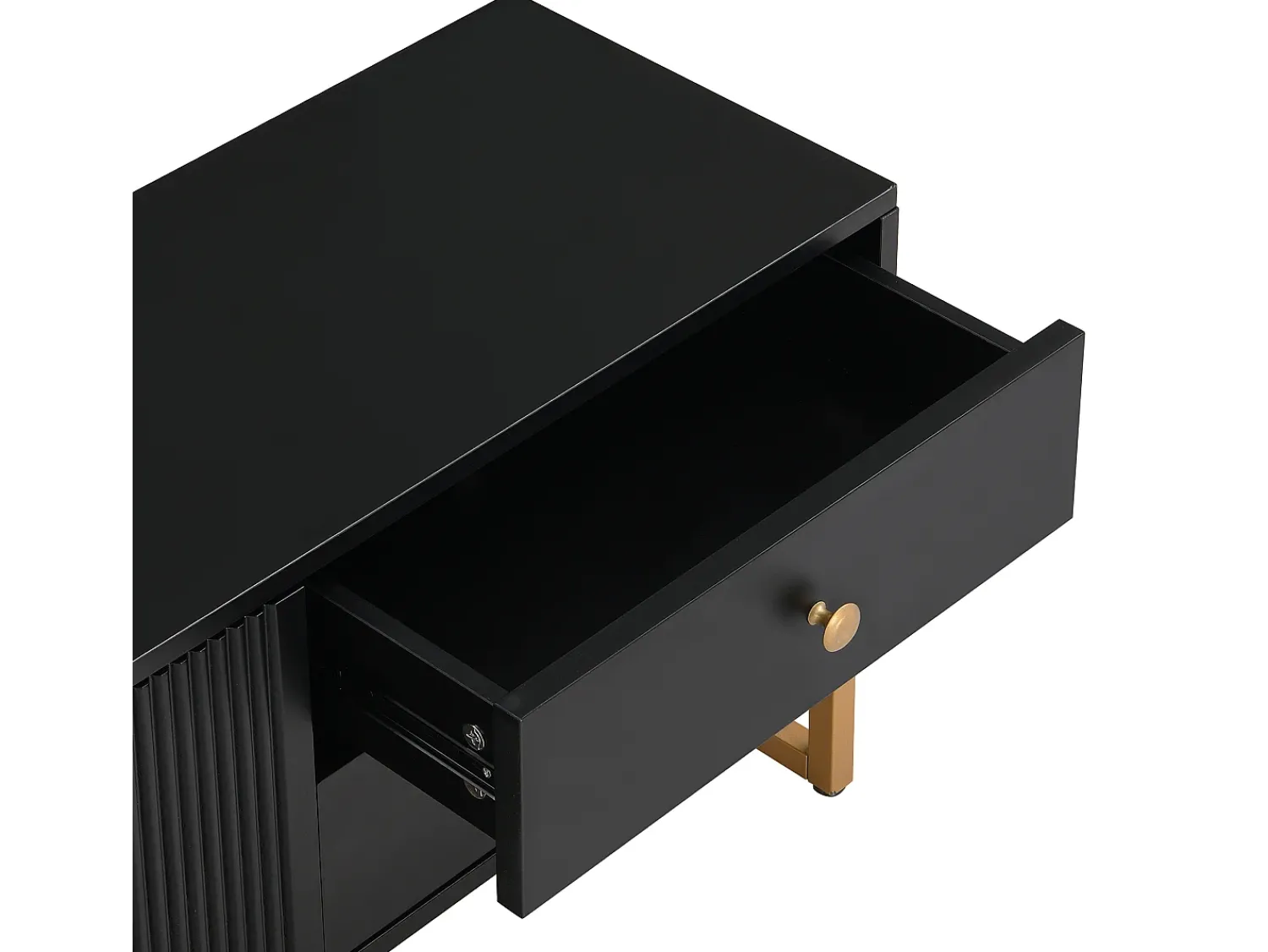 Online Hauss Spole Suporte para TV com 2 portas e 4 gavetas - Pés em metal dourado - Preto