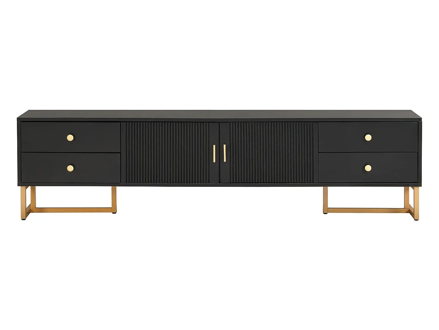 Online Hauss Spole Suporte para TV com 2 portas e 4 gavetas - Pés em metal dourado - Preto