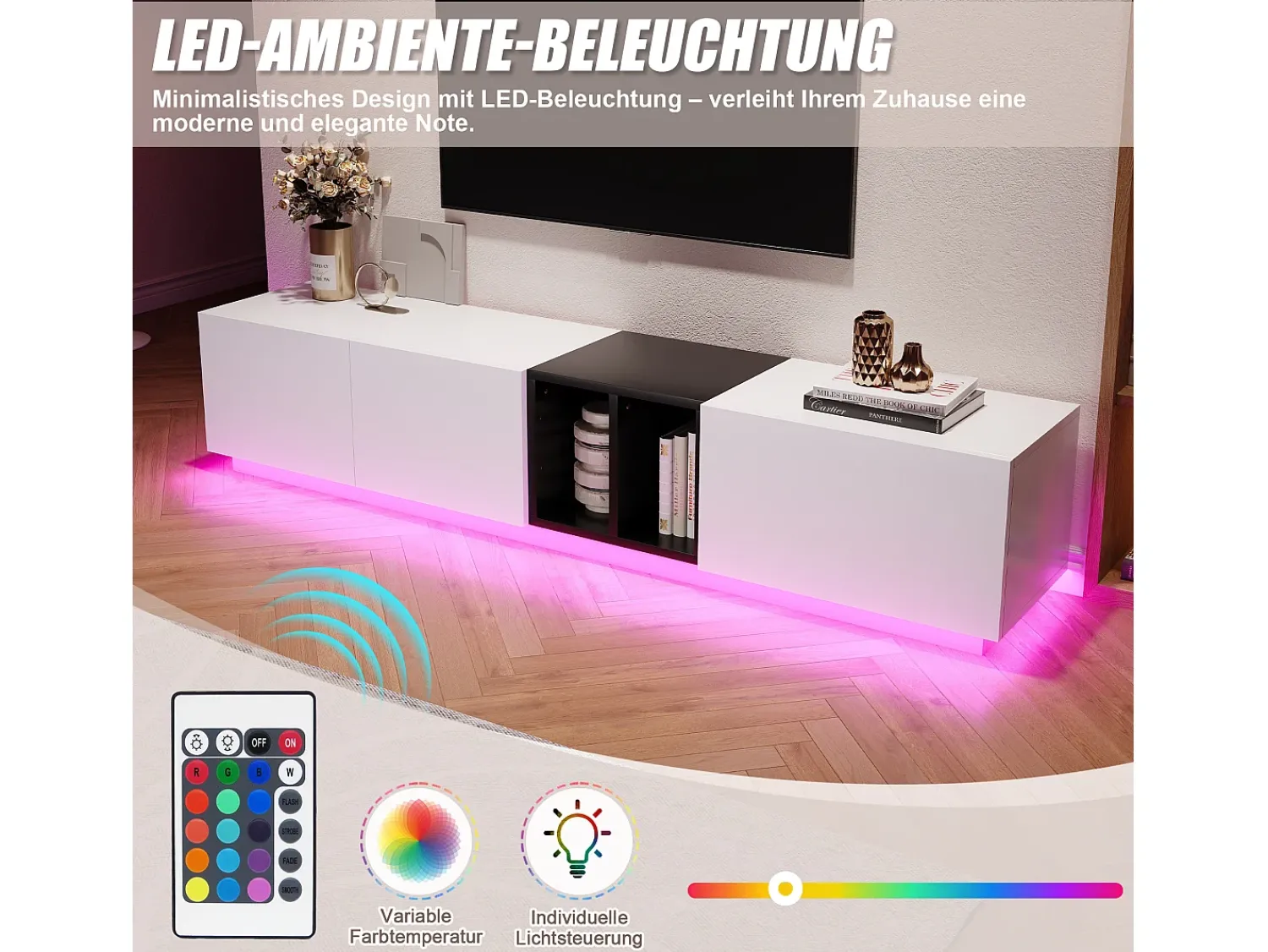 Móvel De Tv|Hauss Spole Suporte para TV com 2 portas e 1 gaveta - Design em blocos preto e Branco