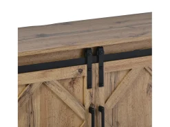 Móvel De Tv|Hauss Spole Suporte para TV com 2 portas de correr - acabamento em folheado de madeira - Madeira Natural claro
