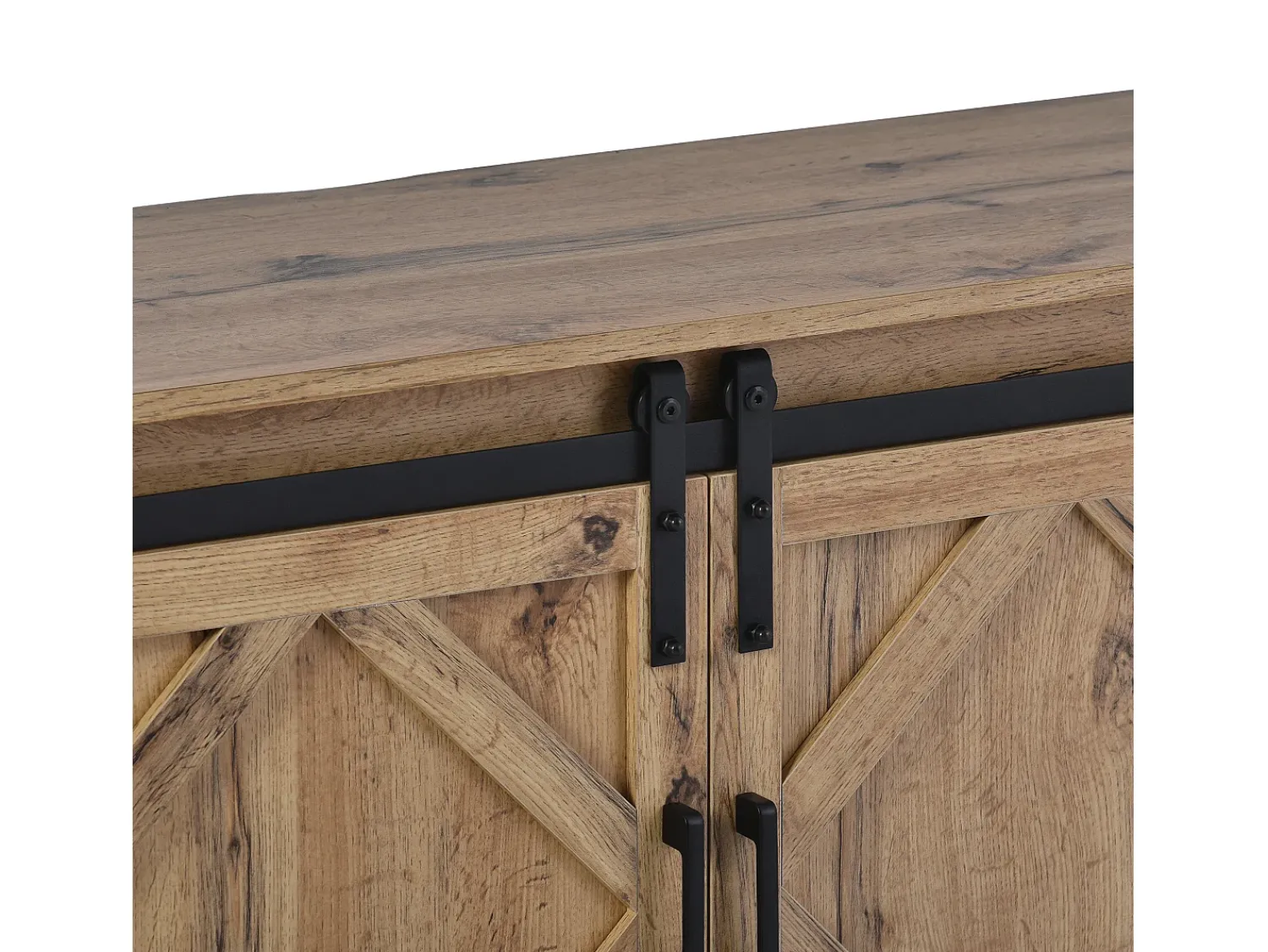 Móvel De Tv|Hauss Spole Suporte para TV com 2 portas de correr - acabamento em folheado de madeira - Madeira Natural claro