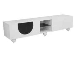 Móvel De Tv|Hauss Spole Suporte para TV com 4 portas - Pés redondos - e preto Branco