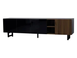 Móvel De Tv*Hauss Spole Suporte para TV com 4 portas - Acabamento em brilhante - Cor da madeira 180 x 38 x 50 cm Preto