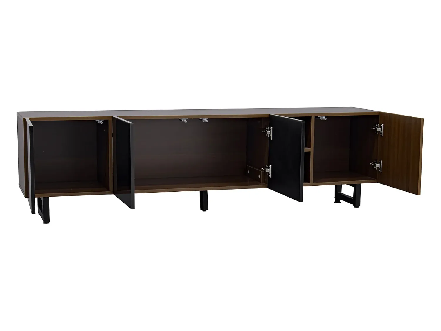 Móvel De Tv*Hauss Spole Suporte para TV com 4 portas - Acabamento em brilhante - Cor da madeira 180 x 38 x 50 cm Preto