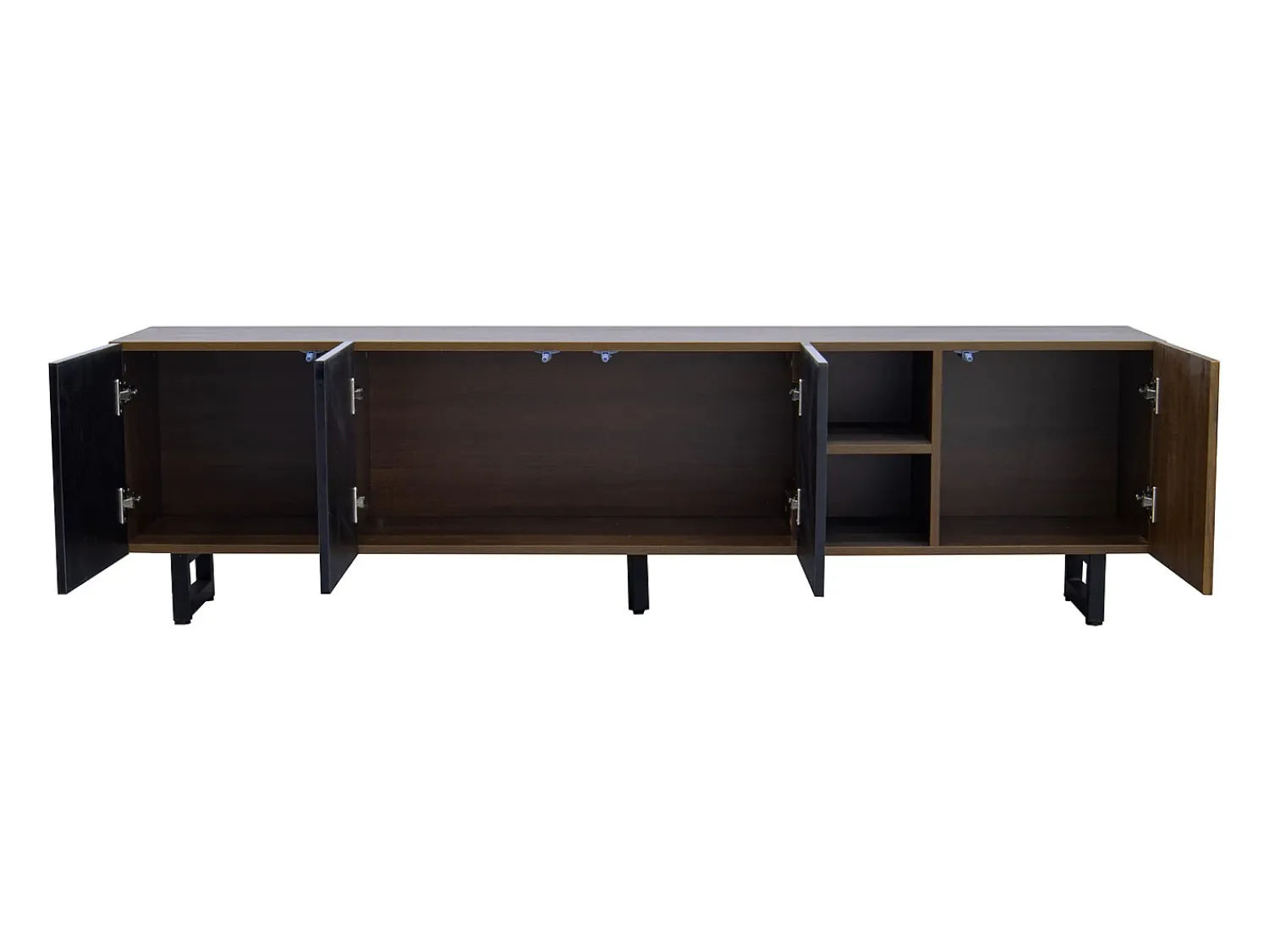 Móvel De Tv*Hauss Spole Suporte para TV com 4 portas - Acabamento em brilhante - Cor da madeira 180 x 38 x 50 cm Preto