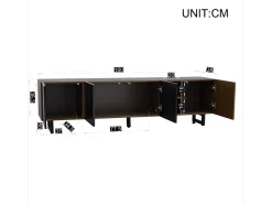 Móvel De Tv*Hauss Spole Suporte para TV com 4 portas - Acabamento em brilhante - Cor da madeira 180 x 38 x 50 cm Preto
