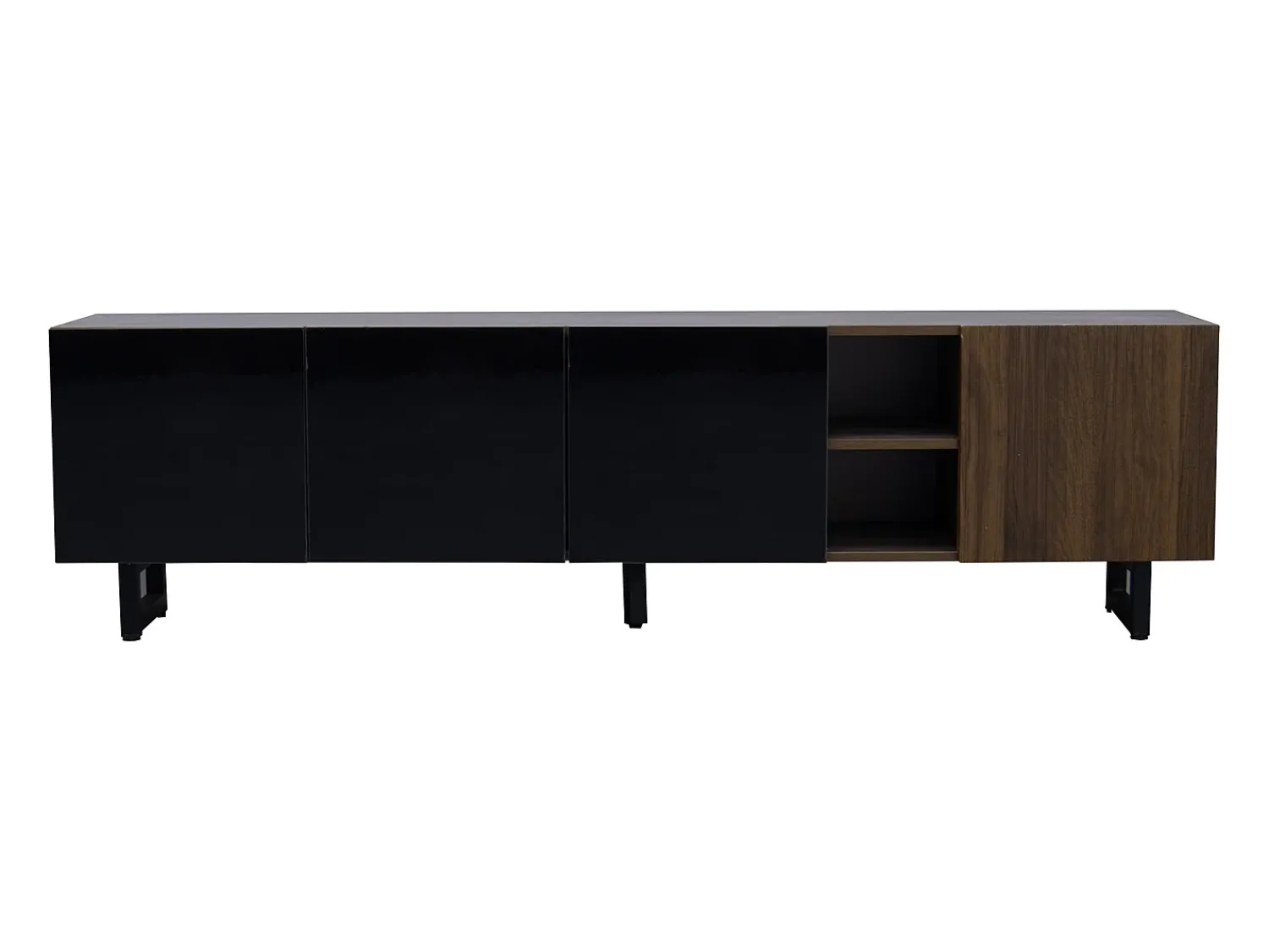 Móvel De Tv*Hauss Spole Suporte para TV com 4 portas - Acabamento em brilhante - Cor da madeira 180 x 38 x 50 cm Preto
