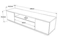 New Vente-unique Suporte para TV com 3 portas e 1 nicho - Branco e natural - LOTULA Natural claro / Branco