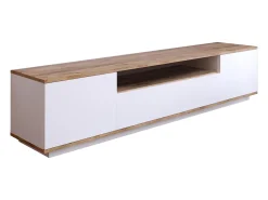 New Vente-unique Suporte para TV com 3 portas e 1 nicho - Branco e natural - LOTULA Natural claro / Branco