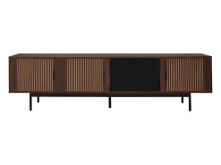Móvel De Tv|Hauss Spole Suporte para TV com 4 portas e iluminação LED - Madeira MDF e vidro - Castanho