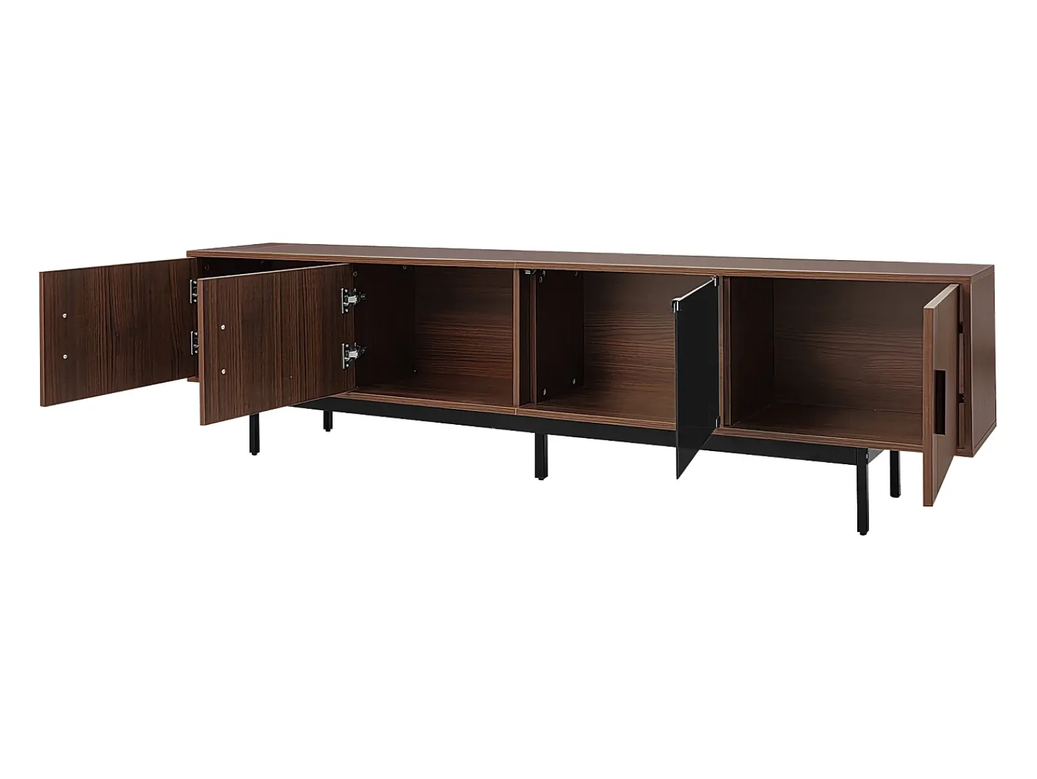 Móvel De Tv|Hauss Spole Suporte para TV com 4 portas e iluminação LED - Madeira MDF e vidro - Castanho