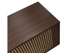 Móvel De Tv|Hauss Spole Suporte para TV com 4 portas e iluminação LED - Madeira MDF e vidro - Castanho