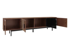 Móvel De Tv|Hauss Spole Suporte para TV com 4 portas e iluminação LED - Madeira MDF e vidro - Castanho