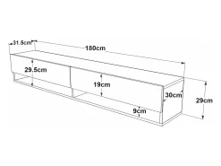 Móvel De Tv|Helloshop26 Suporte para TV com 2 portas 29,5 x 180 x 31,5 cm efeito carvalho rústico/branco 03_0007776 Bege