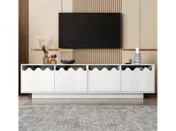Móvel De Tv|Hauss Spole Suporte para TV com 4 portas e design ondulado - 170x40x45 cm Branco