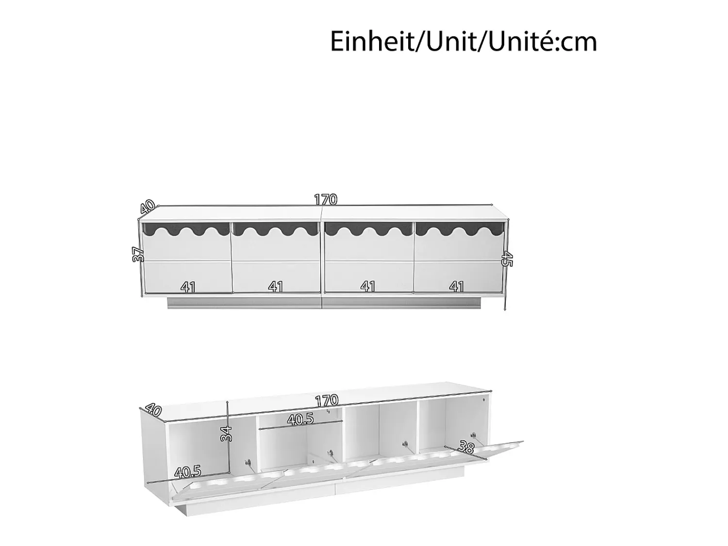 Móvel De Tv|Hauss Spole Suporte para TV com 4 portas e design ondulado - 170x40x45 cm Branco