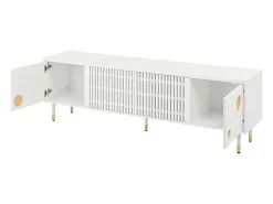 Hot Hauss Spole Suporte para TV com 4 portas, porta gradeada, Branco