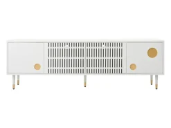 Hot Hauss Spole Suporte para TV com 4 portas, porta gradeada, Branco