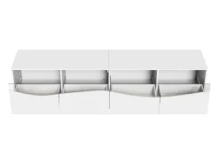 Móvel De Tv|Hauss Spole Suporte para TV com 4 portas em vidro, luzes LED, pés em metal, cor branca. Branco