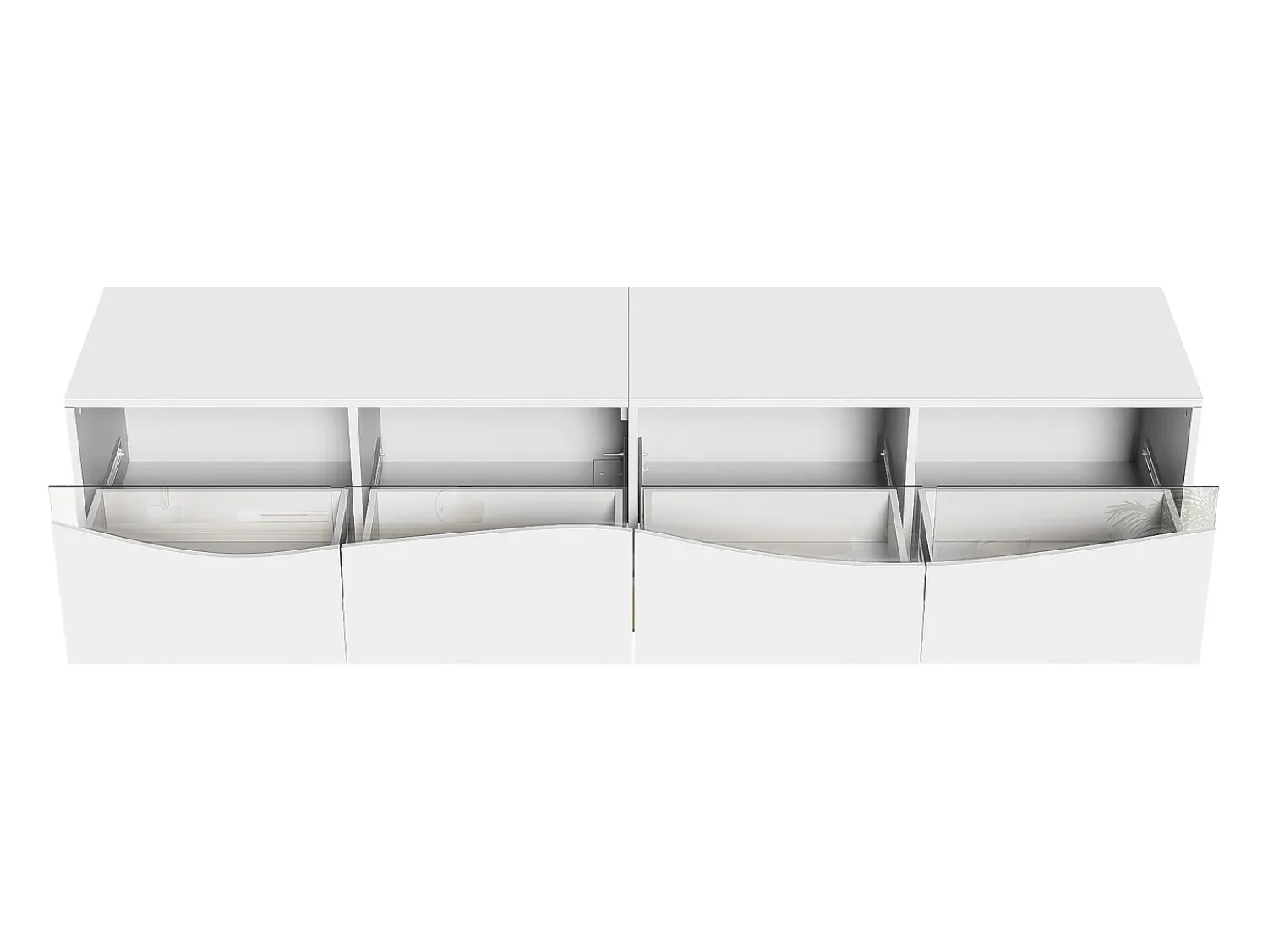 Móvel De Tv|Hauss Spole Suporte para TV com 4 portas em vidro, luzes LED, pés em metal, cor branca. Branco