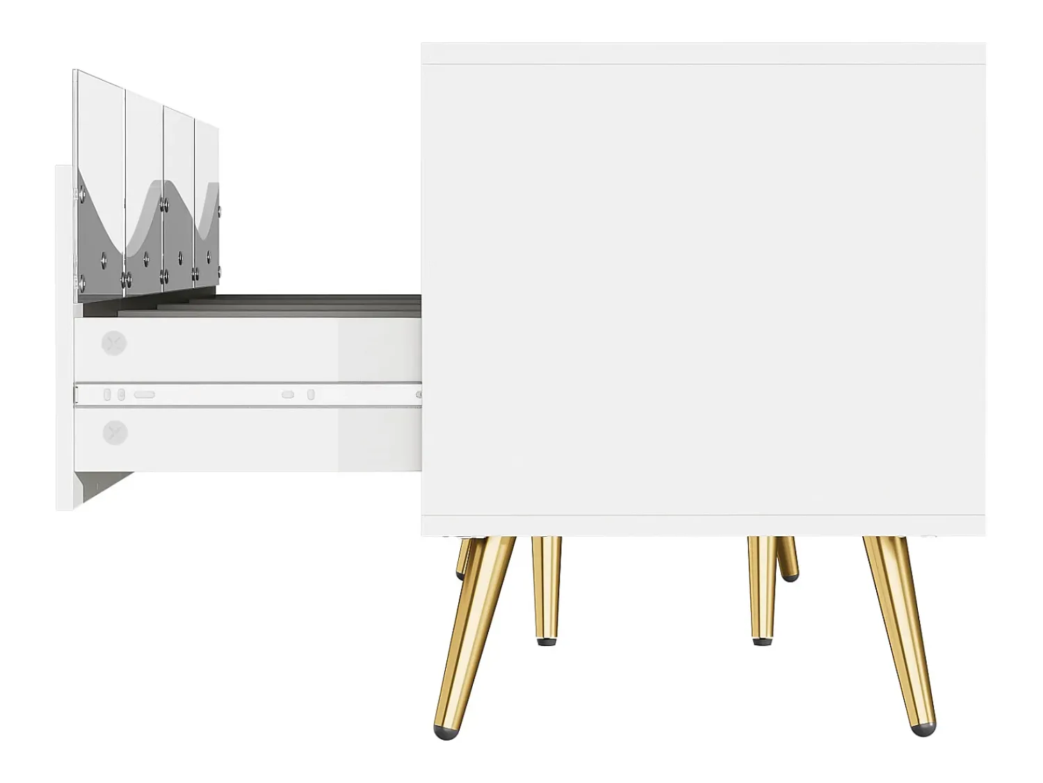 Móvel De Tv|Hauss Spole Suporte para TV com 4 portas em vidro, luzes LED, pés em metal, cor branca. Branco