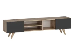 Móvel De Tv|Vente-unique Suporte para TV com 2 portas e 3 prateleiras - Preto e Natural - MOSTIA Preto / Natural claro
