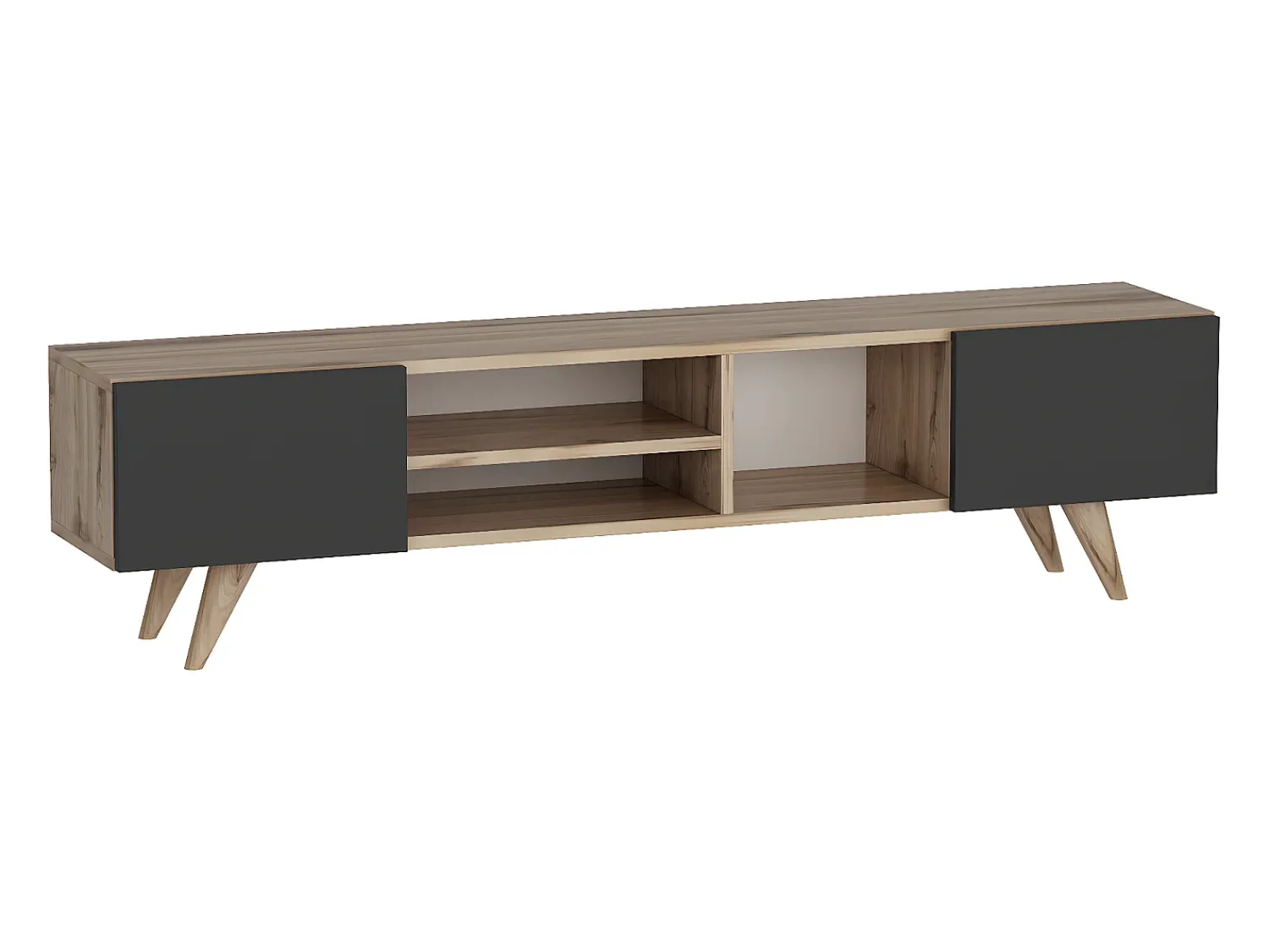 Móvel De Tv|Vente-unique Suporte para TV com 2 portas e 3 prateleiras - Preto e Natural - MOSTIA Preto / Natural claro