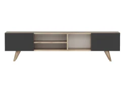 Móvel De Tv|Vente-unique Suporte para TV com 2 portas e 3 prateleiras - Preto e Natural - MOSTIA Preto / Natural claro