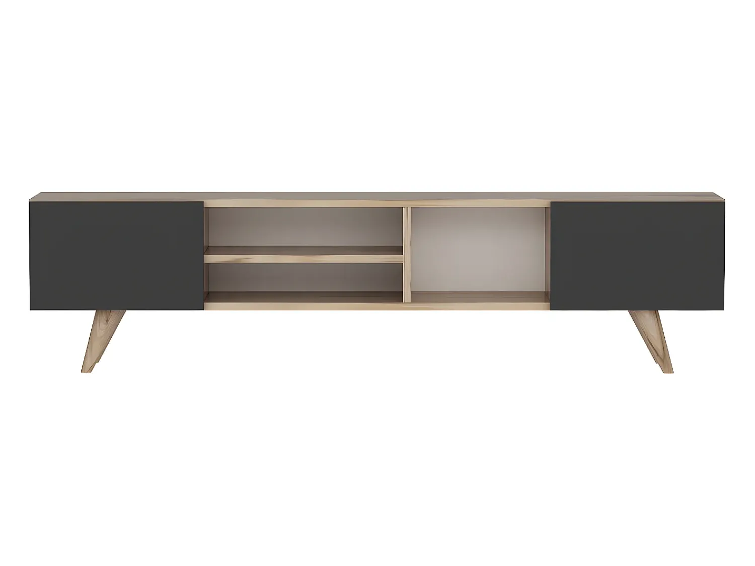 Móvel De Tv|Vente-unique Suporte para TV com 2 portas e 3 prateleiras - Preto e Natural - MOSTIA Preto / Natural claro