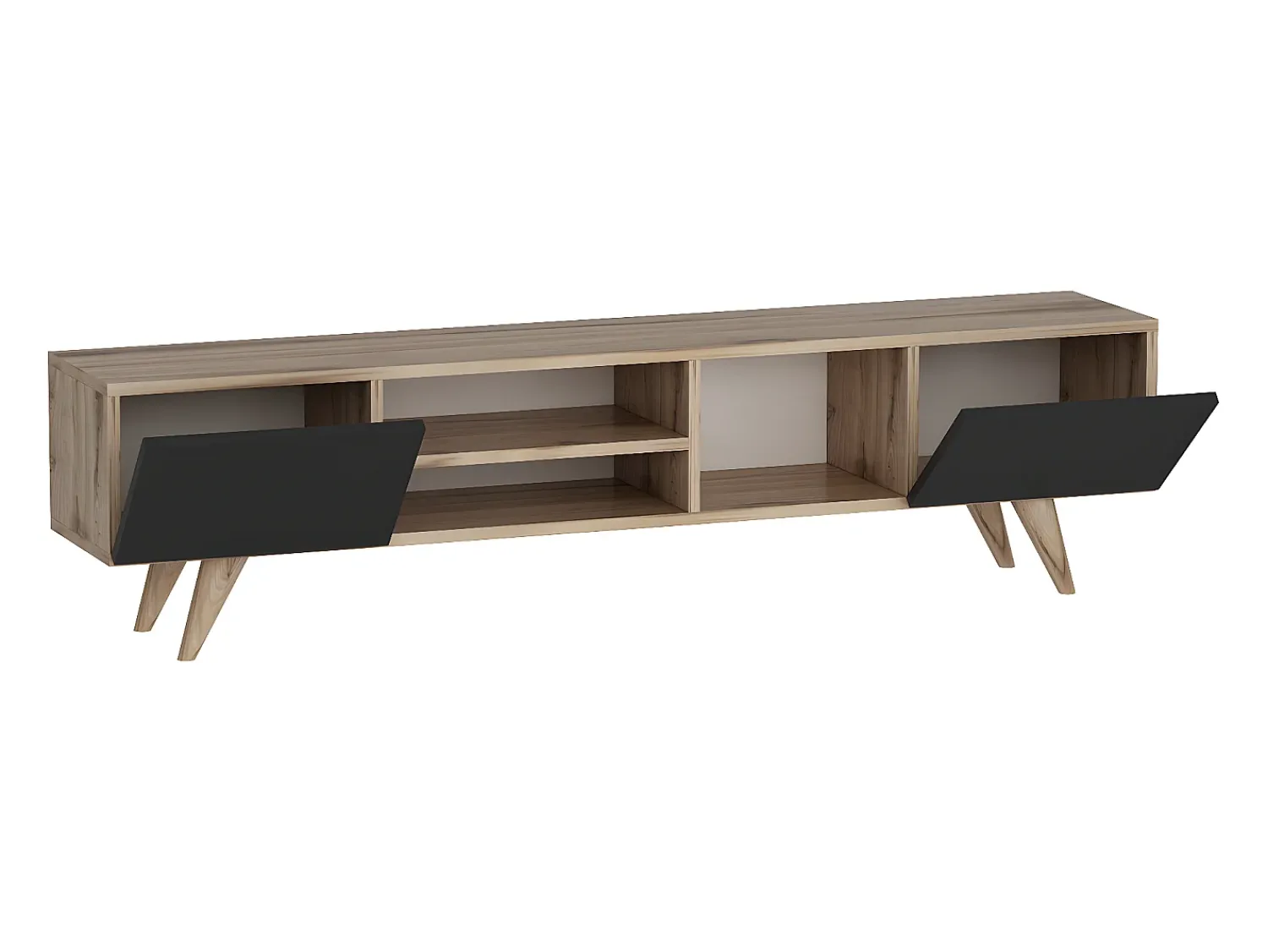 Móvel De Tv|Vente-unique Suporte para TV com 2 portas e 3 prateleiras - Preto e Natural - MOSTIA Preto / Natural claro