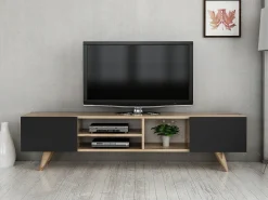 Móvel De Tv|Vente-unique Suporte para TV com 2 portas e 3 prateleiras - Preto e Natural - MOSTIA Preto / Natural claro