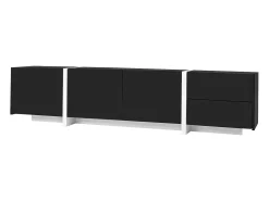 Móvel De Tv*Hauss Spole Suporte para TV com 4 portas e 1 gaveta, pés s, acabamento brilhante, Preto