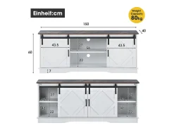 Móvel De Tv|Hauss Spole Suporte para TV com 2 portas de correr - Prateleiras ajustáveis 150 x 40 x 60 cm - Branco