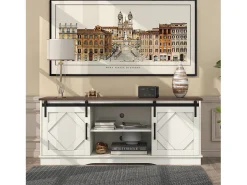 Móvel De Tv|Hauss Spole Suporte para TV com 2 portas de correr - Prateleiras ajustáveis ​​150 x 40 x 60 cm - Branco
