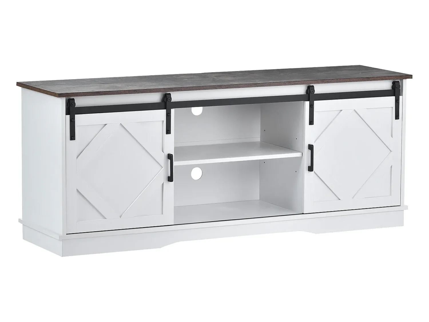 Móvel De Tv|Hauss Spole Suporte para TV com 2 portas de correr - Prateleiras ajustáveis 150 x 40 x 60 cm - Branco