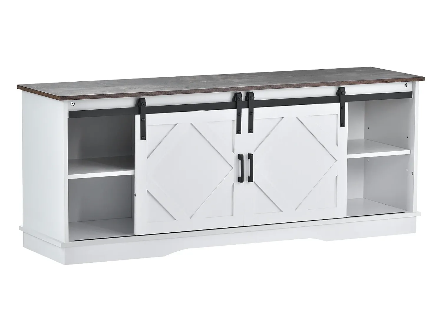Móvel De Tv|Hauss Spole Suporte para TV com 2 portas de correr - Prateleiras ajustáveis 150 x 40 x 60 cm - Branco