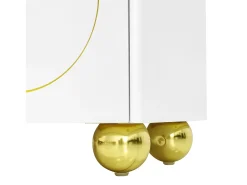 Online Hauss Spole Suporte para TV com 4 portas texturadas - pés redondos dourados - madeira PB Branco