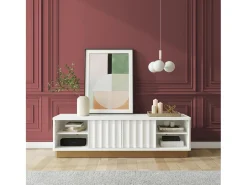 Móvel De Tv*CosmoLiving by Cosmopolitan Suporte para TV com 2 prateleiras abertas em MDF Expresso Branco