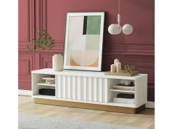 Móvel De Tv*CosmoLiving by Cosmopolitan Suporte para TV com 2 prateleiras abertas em MDF Expresso Branco