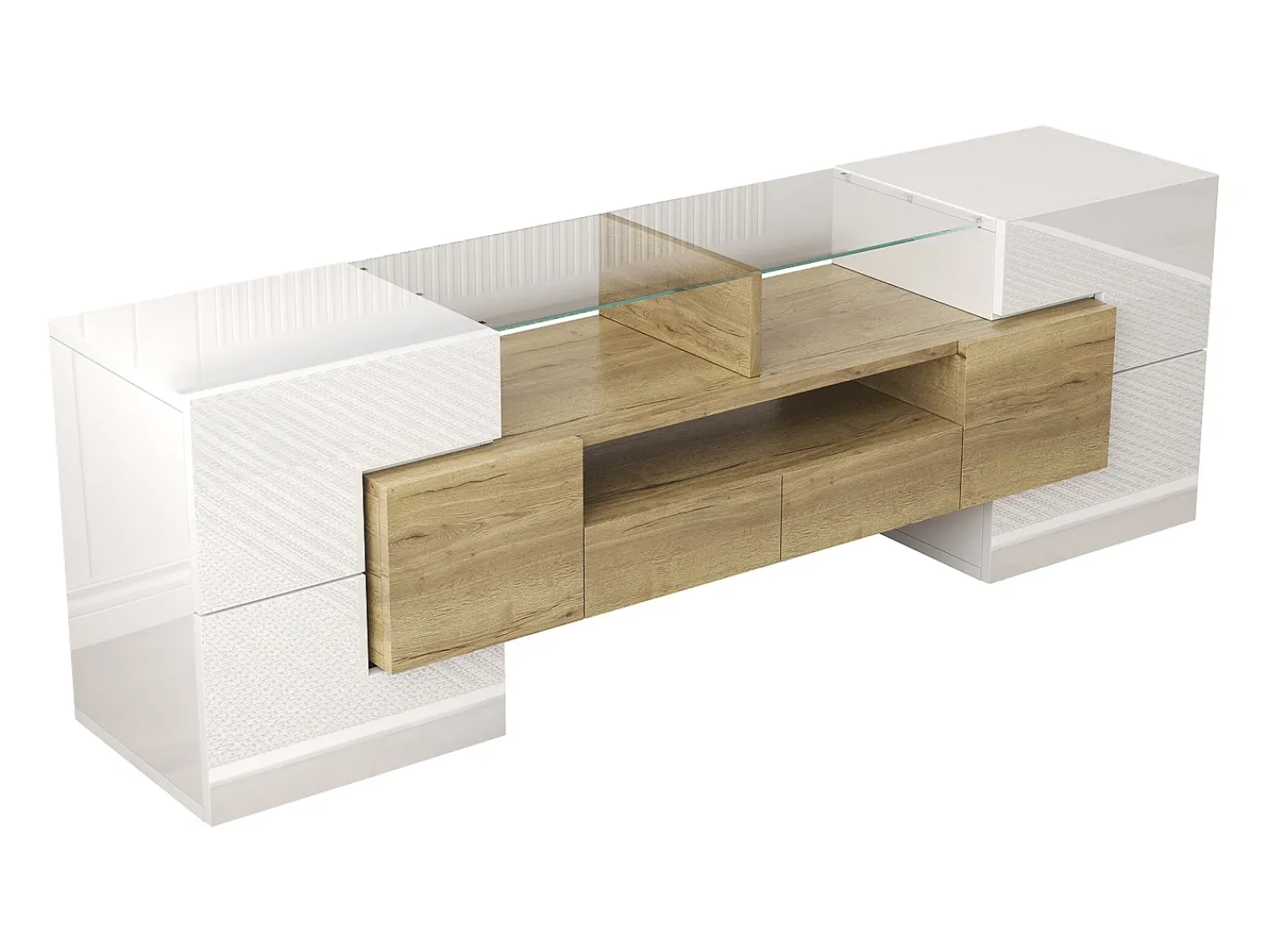 Suporte para TV com alto brilho - Suporte para TV para sala de estar com iluminação LED - 6 portas e 2 gavetas - e madeira^ Móvel De Tv