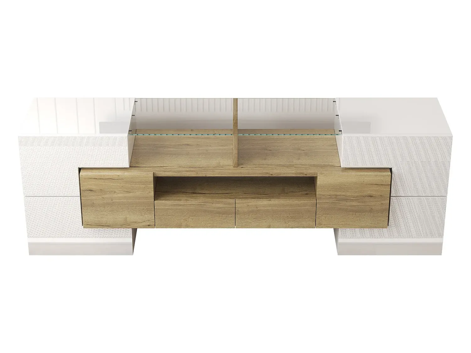 Suporte para TV com alto brilho - Suporte para TV para sala de estar com iluminação LED - 6 portas e 2 gavetas - e madeira^ Móvel De Tv