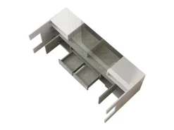 New Suporte para TV com alto brilho - Suporte para TV para sala de estar com iluminação LED - 6 portas e 2 gavetas - e cinzento Branco