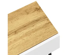 Suporte para TV com comprimento ajustável, design modular em 2 partes, pés de metal, madeira + branco fosco^ Móvel De Tv