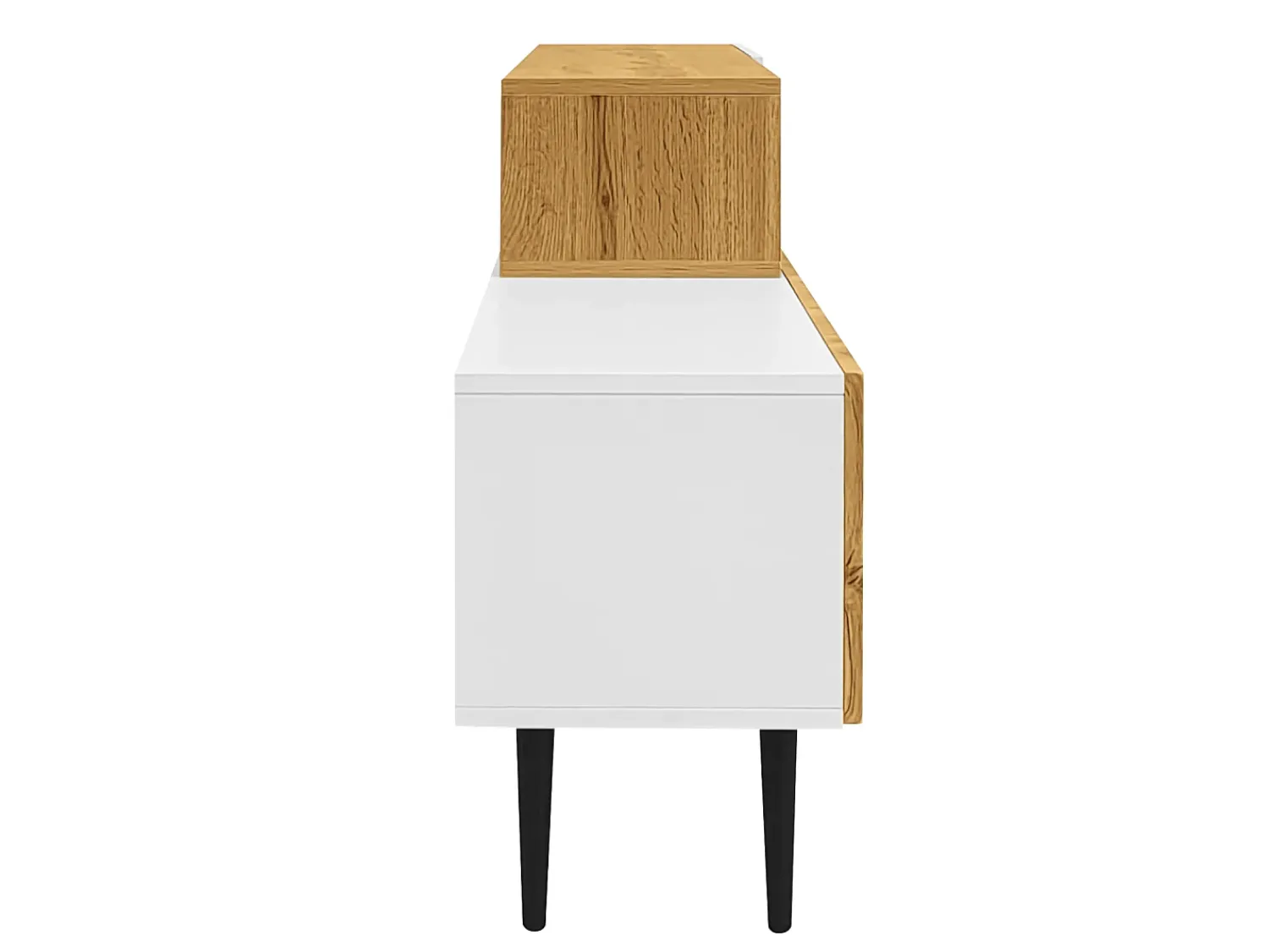 Suporte para TV com comprimento ajustável, design modular em 2 partes, pés de metal, madeira + branco fosco^ Móvel De Tv