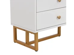 Móvel De Tv| Suporte para TV com espaço de armazenamento, 2 portas e 4 gavetas, suporte baixo para TV, pés e puxadores dourados, Branco