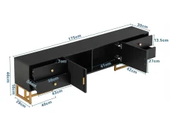 Suporte para TV com espaço de armazenamento, 2 portas e 4 gavetas, suporte baixo para TV, pés e puxadores dourados,^ Móvel De Tv