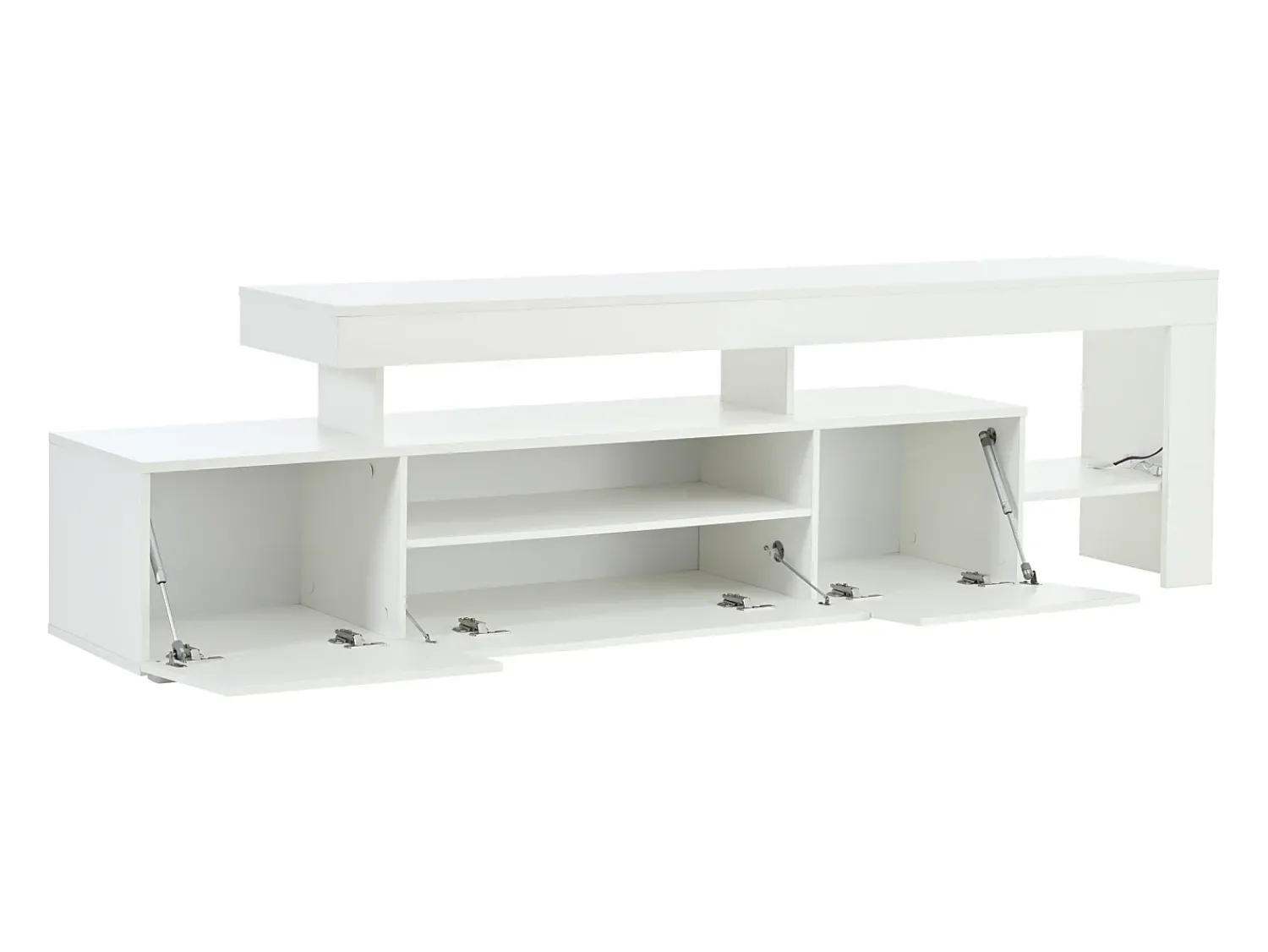 New Hauss Spole Suporte para TV com iluminação LED e 3 portas - acabamento brilhante - 192 x 37 x 53 cm Branco