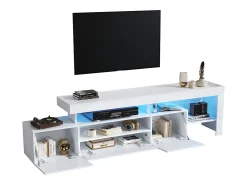 New Hauss Spole Suporte para TV com iluminação LED e 3 portas - acabamento brilhante - 192 x 37 x 53 cm Branco
